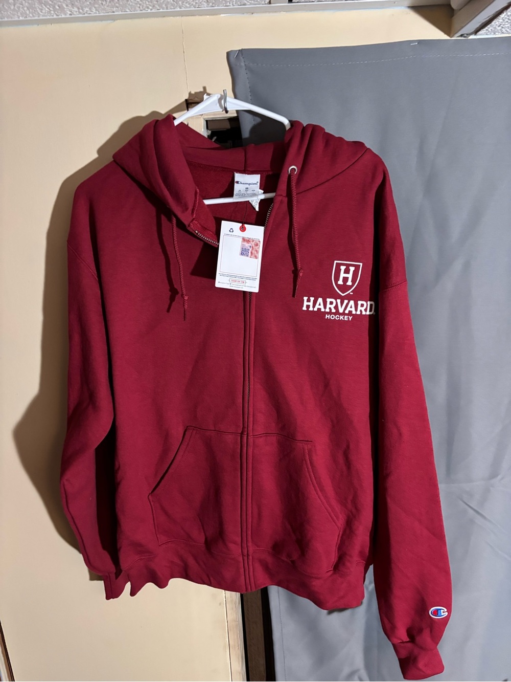 Champion Maroon Harvard Hockey Zip Hoodie